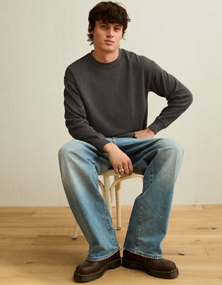 AE Boxy Fit Garment-Washed Thermal Shirt