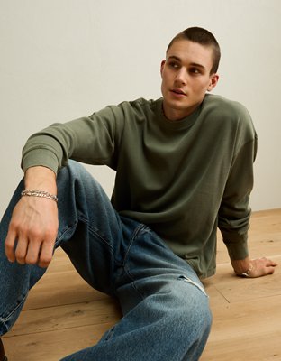 AE Boxy Fit Garment-Washed Thermal Shirt