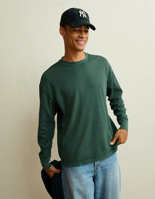 AE Boxy Fit Garment-Washed Thermal Shirt