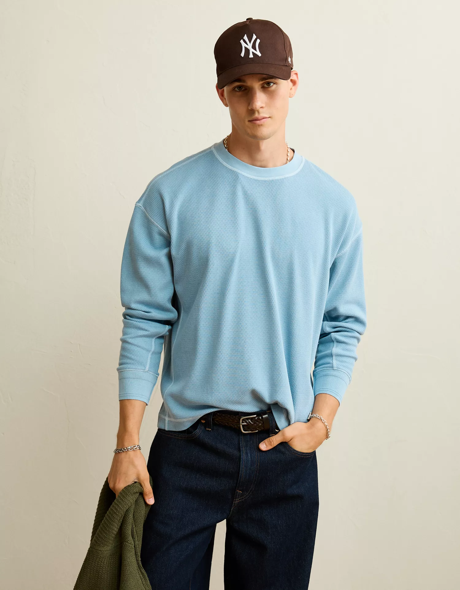 AE Boxy Fit Garment-Washed Thermal Shirt - thumbnail 6