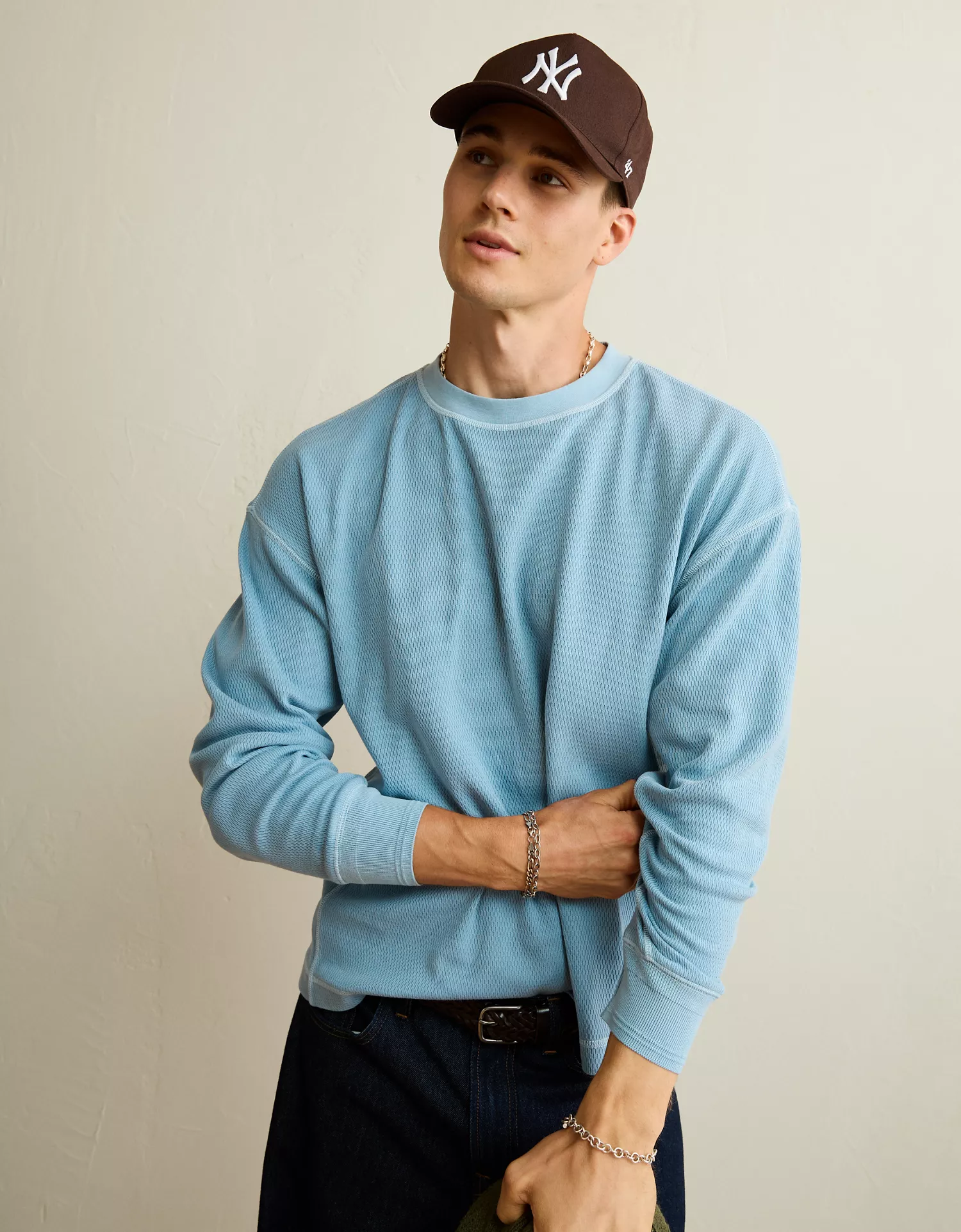 AE Boxy Fit Garment-Washed Thermal Shirt - thumbnail 2