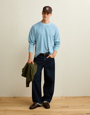 AE Boxy Fit Garment-Washed Thermal Shirt