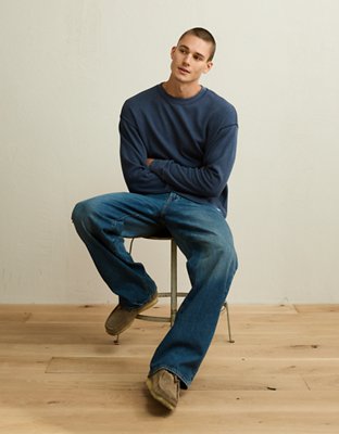 AE Boxy Fit Garment-Washed Thermal Shirt