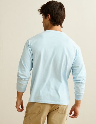 Мужская футболка American Eagle AE Vintage Relaxed Fit Long-Sleeve T-Shirt, цвет: Синий — фото 2