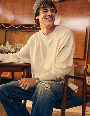 AE Boxy Fit Garment-Washed Thermal Shirt