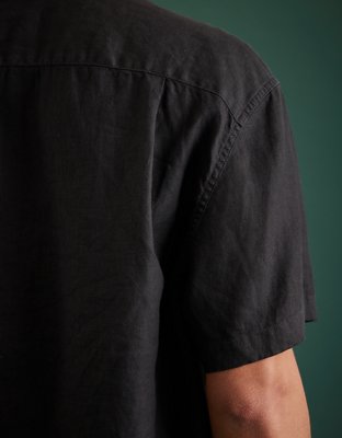 AE77 Premium Linen Camp Collar Button-Up Shirt