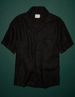 AE77 Premium Linen Camp Collar Button-Up Shirt