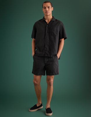 AE77 Premium Linen Camp Collar Button-Up Shirt