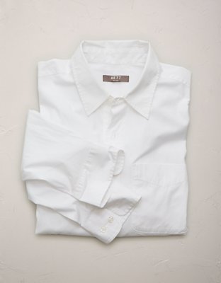 AE77 Premium Relaxed Striped Poplin Button-Up Shirt