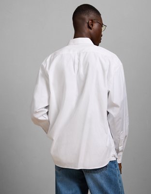 AE77 Premium Relaxed Striped Poplin Button-Up Shirt