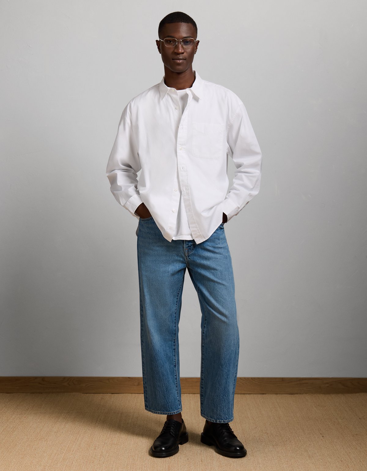 AE77 Premium Relaxed Striped Poplin Button-Up Shirt - image 5