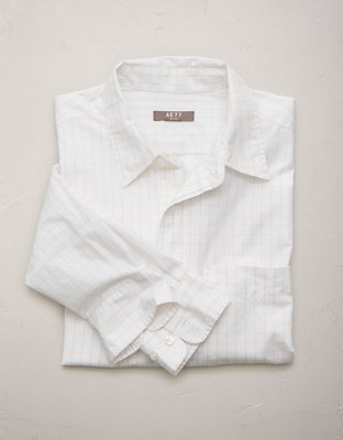 AE77 Premium Relaxed Striped Poplin Button-Up Shirt