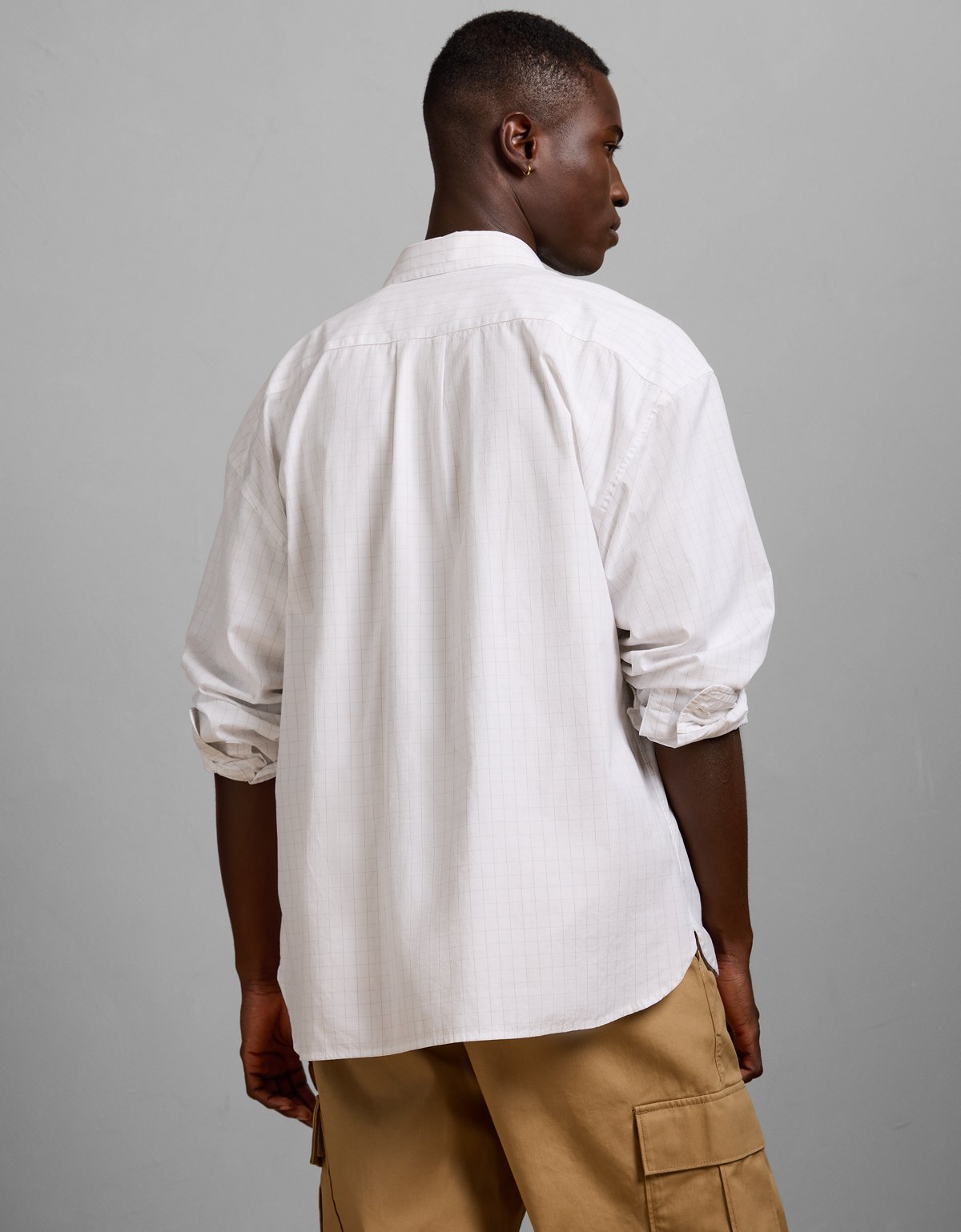 AE77 Premium Relaxed Striped Poplin Button-Up Shirt - image 2