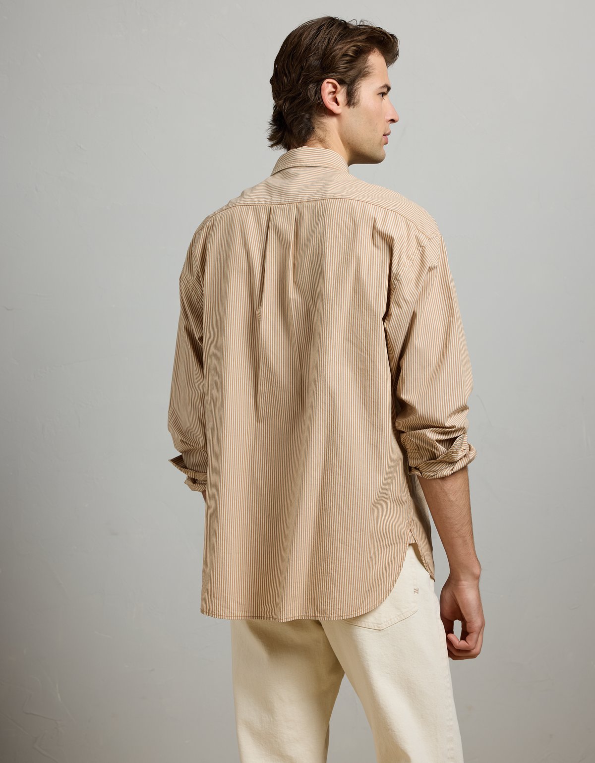 AE77 Premium Relaxed Striped Poplin Button-Up Shirt - image 3