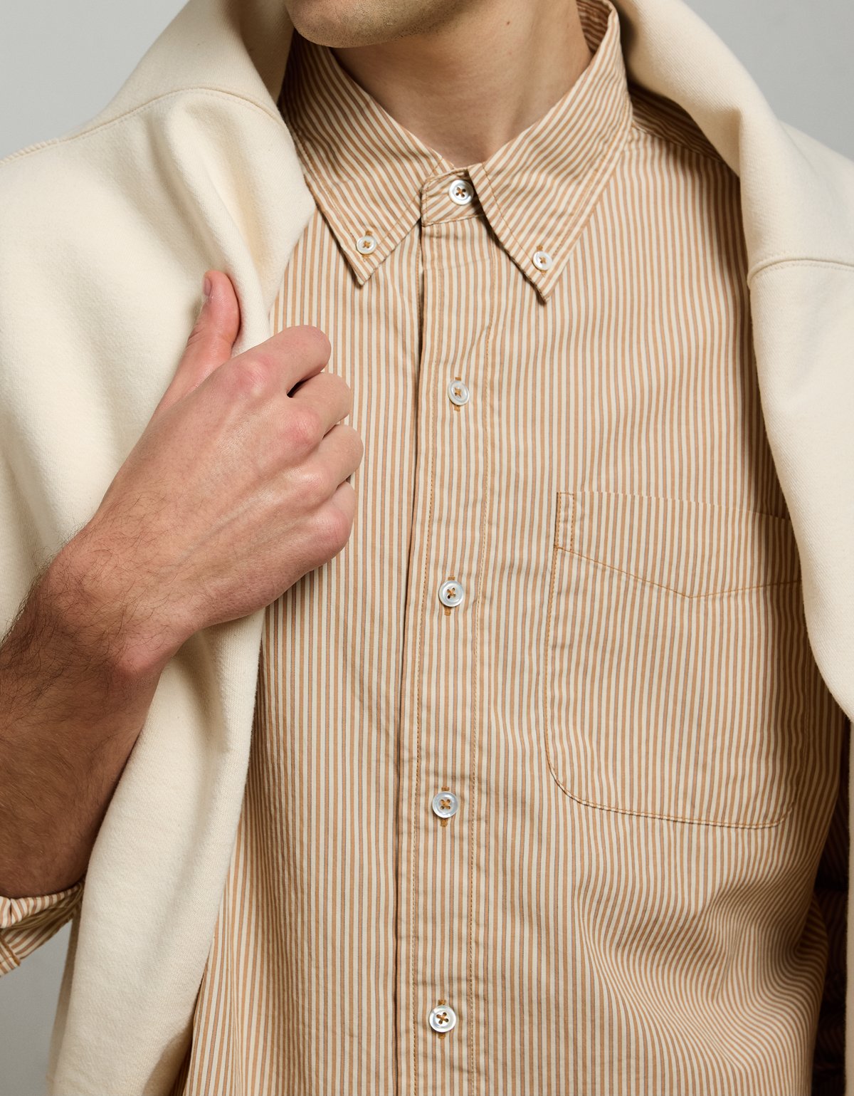 AE77 Premium Relaxed Striped Poplin Button-Up Shirt - image 2