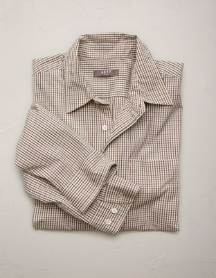 AE77 Premium Relaxed Striped Poplin Button-Up Shirt