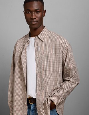 AE77 Premium Relaxed Striped Poplin Button-Up Shirt