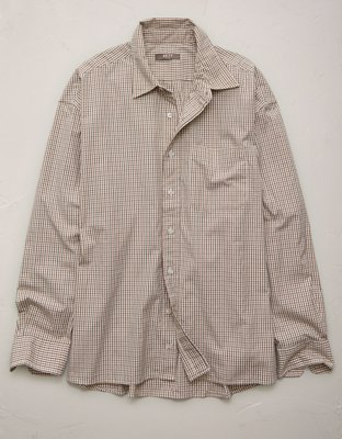 AE77 Premium Relaxed Striped Poplin Button-Up Shirt