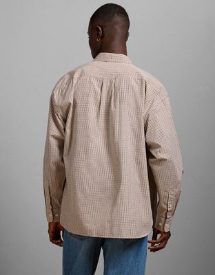 AE77 Premium Relaxed Striped Poplin Button-Up Shirt