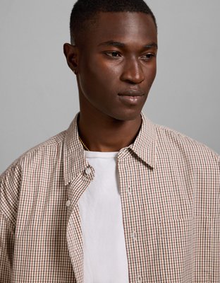 AE77 Premium Relaxed Striped Poplin Button-Up Shirt