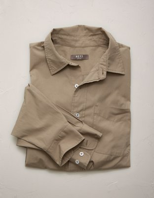 AE77 Premium Relaxed Striped Poplin Button-Up Shirt
