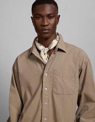 AE77 Premium Relaxed Striped Poplin Button-Up Shirt