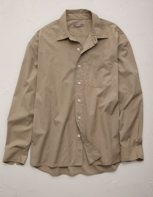 AE77 Premium Relaxed Striped Poplin Button-Up Shirt