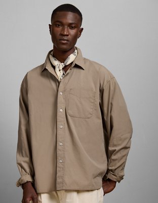 AE77 Premium Relaxed Striped Poplin Button-Up Shirt