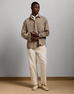 AE77 Premium Relaxed Striped Poplin Button-Up Shirt