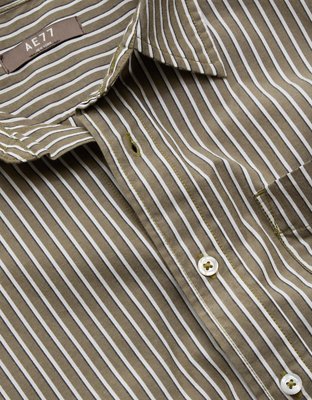 AE77 Premium Relaxed Striped Poplin Button-Up Shirt | American Eagle
