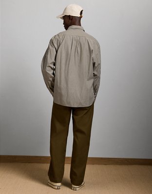 AE77 Premium Relaxed Striped Poplin Button-Up Shirt