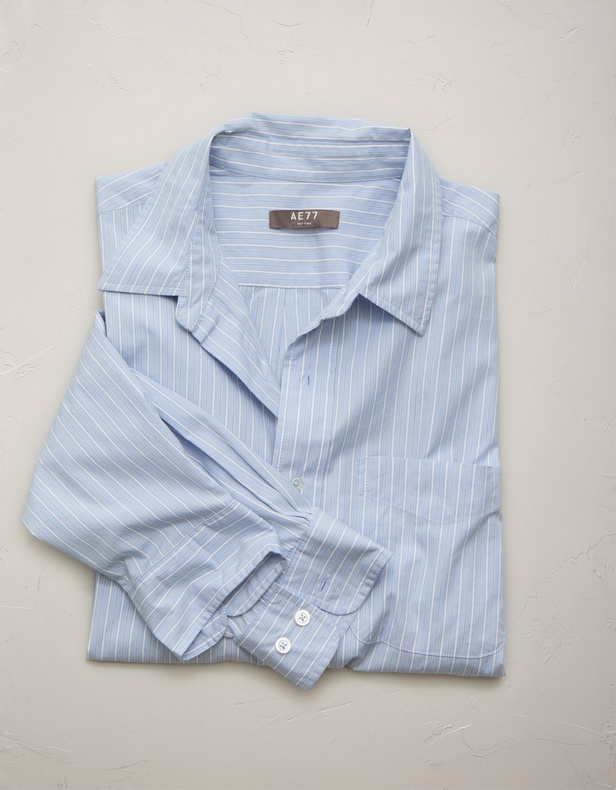 AE77 Premium Relaxed Striped Poplin Button-Up Shirt - image 5