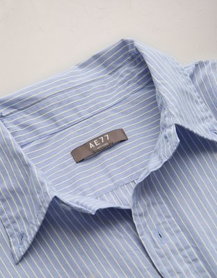 AE77 Premium Relaxed Striped Poplin Button-Up Shirt