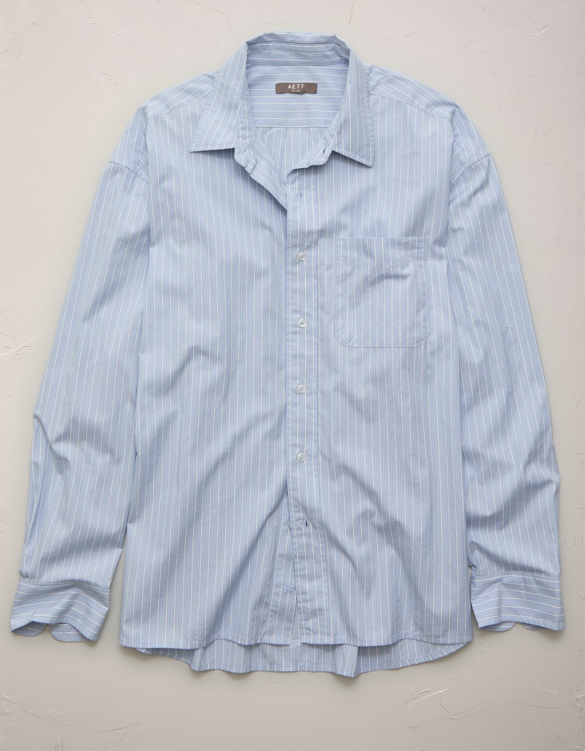 AE77 Premium Relaxed Striped Poplin Button-Up Shirt - image 4