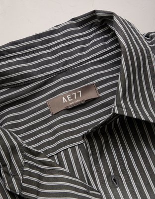 AE77 Premium Relaxed Striped Poplin Button-Up Shirt