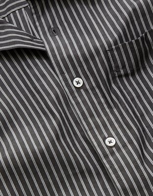 AE77 Premium Relaxed Striped Poplin Button-Up Shirt