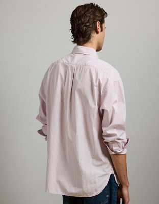 AE77 Premium Relaxed Striped Poplin Button-Up Shirt