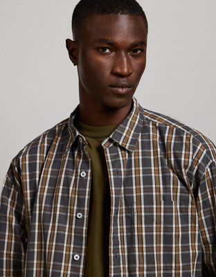 AE77 Premium Relaxed Striped Poplin Button-Up Shirt