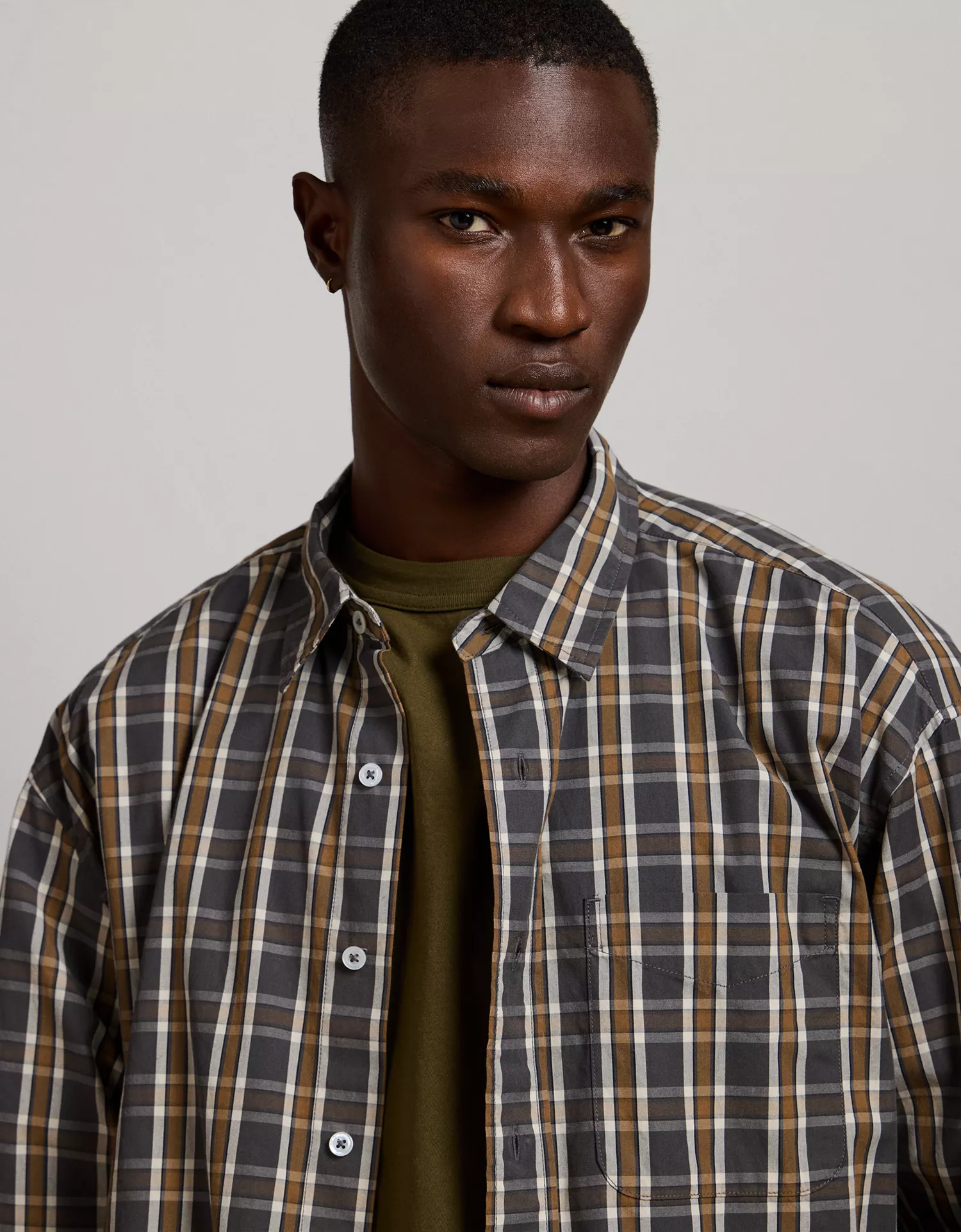 AE77 Premium Relaxed Striped Poplin Button-Up Shirt - thumbnail 7