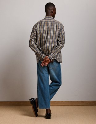 AE77 Premium Relaxed Striped Poplin Button-Up Shirt