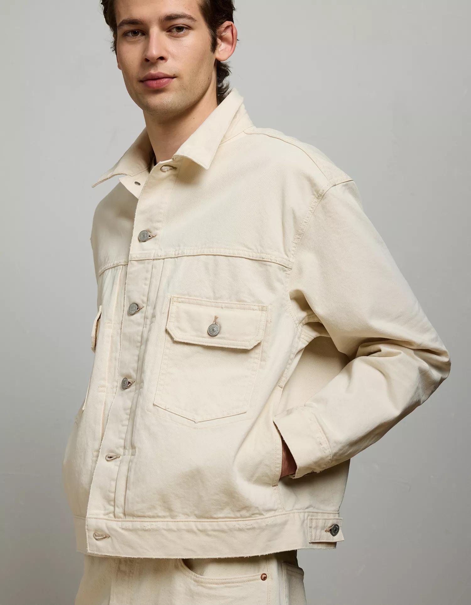 AE77 Premium Slim Fit Denim Trucker Jacket