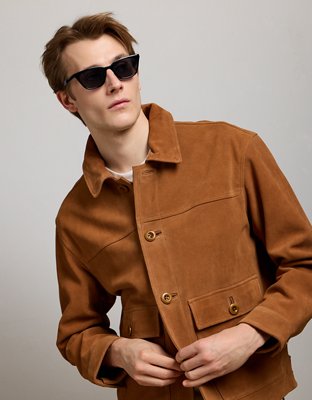 Мужская куртка American Eagle AE77 Suede Trucker, цвет: Коньячный — фото 7