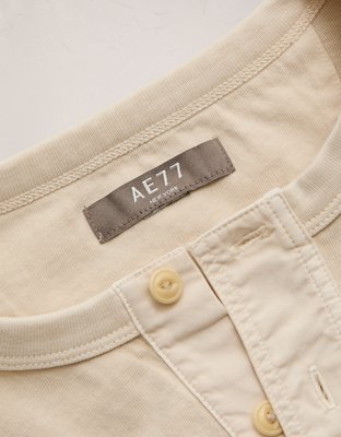 Мужская рубашка American Eagle AE77 Long-Sleeve Surplus Henley, цвет: Кремовый — фото 6