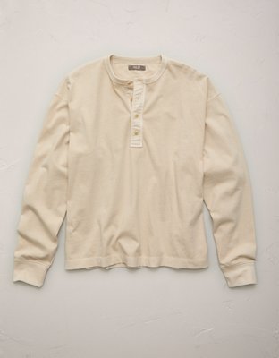 Мужская рубашка American Eagle AE77 Long-Sleeve Surplus Henley, цвет: Кремовый — фото 3