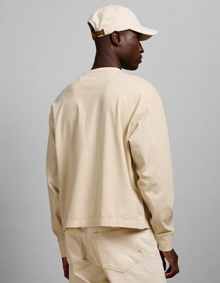 Мужская рубашка American Eagle AE77 Long-Sleeve Surplus Henley, цвет: Кремовый — фото 2