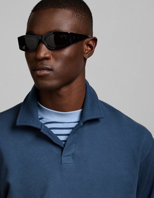 AE77 Long-Sleeve Terry Fleece Polo Shirt