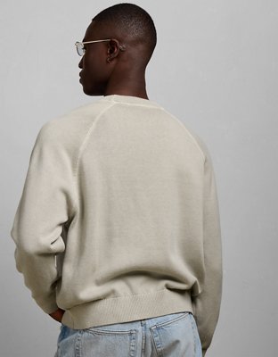 AE77 Garment-Washed Raglan Sweater