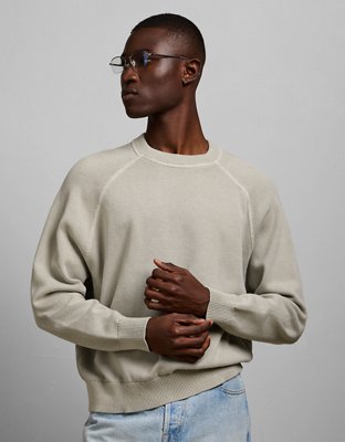 AE77 Garment-Washed Raglan Sweater