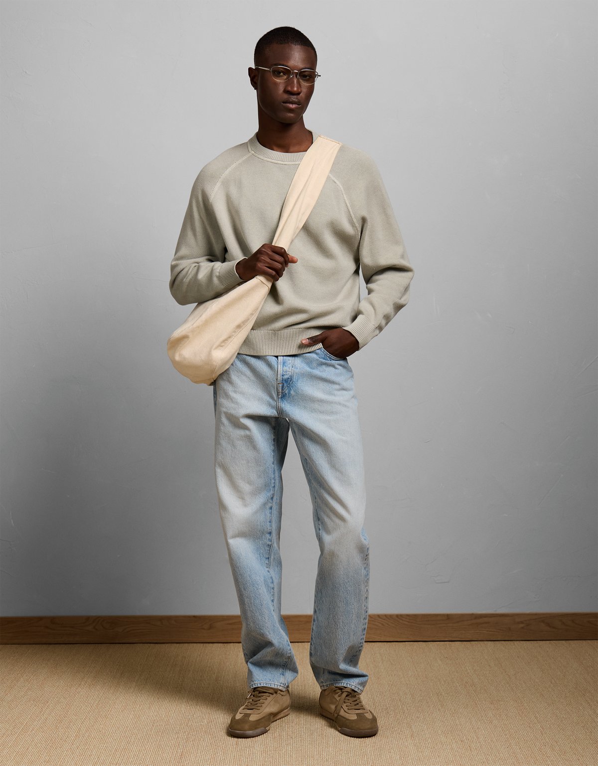 AE77 Garment-Washed Raglan Sweater - image 5
