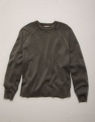 Мужской свитер American Eagle AE77 Garment-Washed Raglan, цвет: Тёмный коричневый — фото 3